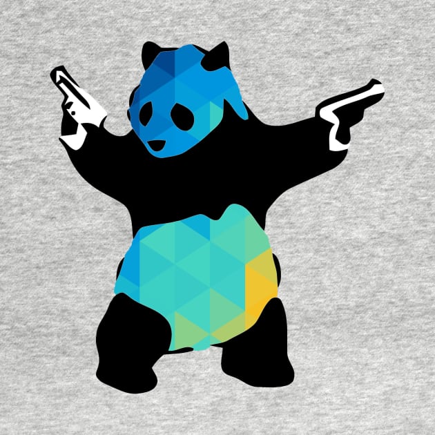 Bansky Panda Guns Abstract Polygon Multi Color Cubism by ericsj11